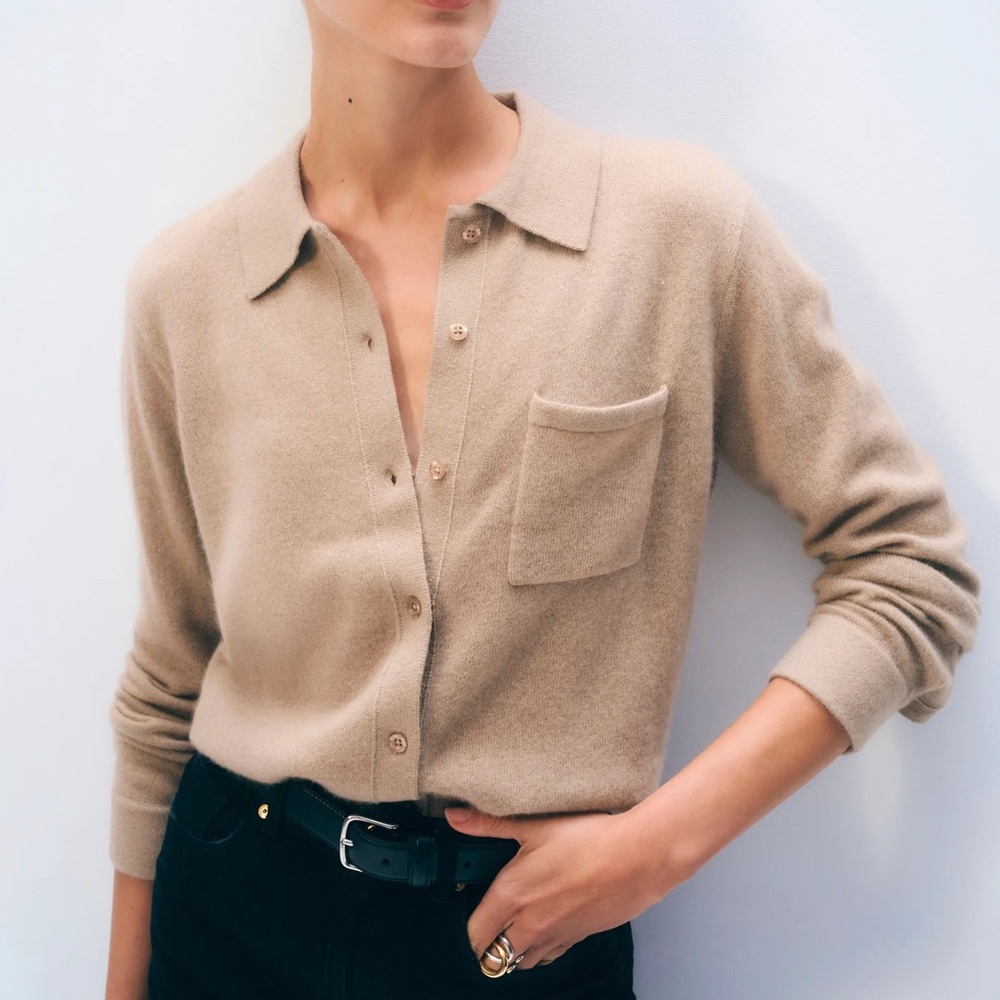 White + Warren Cashmere Button Shirt/Sweater